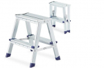 Dvipusės metalinės kopėčios S-1202, 2x2 pakopos, iki 125 kg, sulankstomos, cinkuotos