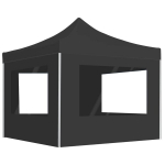 Pop-up profesionali i&scaron;skleidžiama proginė palapinė su sienele, antracito spalva, 3x3m, aliuminis