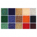 Stiklinių apvalių karoliukų (biserio) 12/0 RainBow&reg; 15 tamsių spalvų po 10 g rinkinys