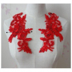 Apykaklė i&scaron; nėrinių, dviejų dalių, raudona