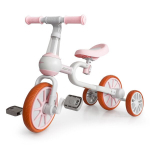 Balansinis dviratis su pedalais ir &scaron;oniniais ratais Ecotoys 4in1, baltas/rožinis