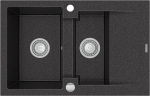 Granitinė virtuvinė plautuvė Mexen Gaspar su sifonu, Black granite
