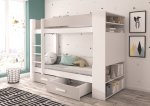 Lova ADRK Furniture Garet 90x200cm, balta/&scaron;viesiai pilka