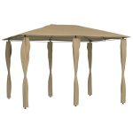 Pavėsinė su stulpų uždangalais, taupe, 3x4x2,6m, 160g/m&sup2;