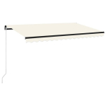 Rankiniu būdu i&scaron;traukiama markizė su led vidaXL, kreminė, 450x350cm