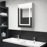 Veidrodinė vonios spintelė su LED, 50x13x70cm, betono pilka