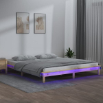 Lovos rėmas su led, 135x190cm, medienos masyvas, dvivietis
