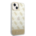Guess PC/TPU Peony Glitter Script Logo Case skirtas iPhone 14 Plus, auksinis