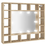 Veidrodinė spintelė su led ap&scaron;vietimu, ąžuolo, 91x15x76,5cm