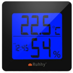 Temperatūros ir drėgmės matuoklis su laikrodžiu, data ir žadintuvu