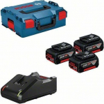 Bosch Professional 18v 5ah Li-ion akumuliatoriai (3 vnt.) su įkrovikliu