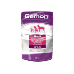 Gemon all breeds adult konservuotas pa&scaron;aras suaugusiems &scaron;unims su jautienos ir kumpio gabalėliais 100g