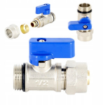 Rutulinis vožtuvas Pex 16x1/2" mėlynas
