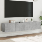 Sieninės tv spintelės su led, 2vnt., betono pilkos, 80x35x31cm