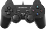 Žaidimų pultas Defender Omega, 12 mygtukų, USB, juodas, vibracinis