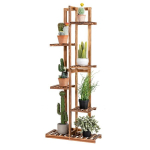 Costway gėlių stovas 6 pakopų medinis augalų stovas 50 x 21 x 124 cm ruda