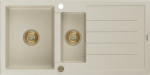 Granitinė virtuvinė plautuvė Mexen Andres su sifonu, Beige+Gold, 1000 x 500 mm