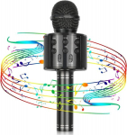 RICH-Geriausia dovana vaikams, belaidis karaoke mikrofonas, Bluetooth, gimtadienis, 4-12 m., juodas