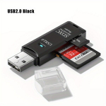 USB 2.0 SD/TF kortelių skaitytuvas,  Juoda