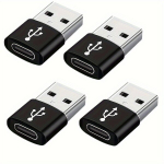4 vnt. USB-C į USB-A adapteriai, 4 Juoda