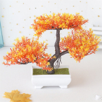 Dirbtinis bonsai medelis mažame vazone namų dekorui.,  Oranžinė