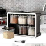 Hermia Concept prieskonių indelių su stovu rinkinys, antracito spalvos, 7 dalių