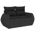 Dvivietė sodo sofa，Lauko sofa su pagalvėlėmis, juodos spalvos, poliratanas CFE74861