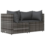 Kampinės sofos，Lauko sofa su pagalvėlėmis, 2vnt., pilkos, poliratanas CFE67253