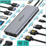 Prijungimo stotis USB &scaron;akotuvai Dokų stotis suderinama su MacBook Air Pro, 14 in 1 USB3.1