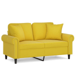 Dvivietė sofa，Poilsio sofa su pagalvėlėmis, geltonos spalvos, 120cm, aksomas CFE93623