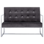 Dvivietė sofa，Poilsio sofa su porankiais, tams. pilk. sp., chromas ir aks. CFE39519