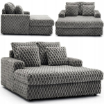 Fotelis poilsio sofa lova miegui svetainei veliūras pliu&scaron;inis KOBEL pilkas