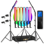 2 RGB &scaron;viesos lazdelių ir 2 trikojų rinkinys su nuotolinio valdymo pultu ir ne&scaron;iojimo krep&scaron;iu LIVMAN BH-20RGB- 2.4G