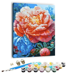 Tapyba pagal skaičius &ndash; paveikslas, dažai, teptukai, rinkinys - Peony flower
