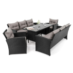 Lauko baldų komplektas FLORIDA 8 BD|Technoratanas|Juodas|Pagalvės pilkos 01