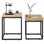 2 viename kavos staliukas, kavos staliukas, kavos staliukų komplektas, loftas, pramoninis, &scaron;viesiai rudas