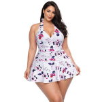 Moteri&scaron;ka maudymosi suknelė su figūrą formuojančiu tummy control efektu su gėlių ra&scaron;tu Saitdress, balta, L