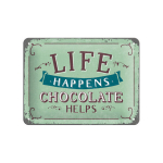 Nostalgic Art metalinė plok&scaron;telė Life happens... Chocolate helps, 15x20cm
