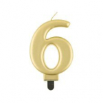 Gimtadienio žvakutė skaičius 6, auksinė, 8 cm
