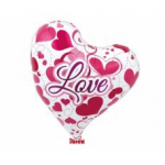 Helio balionas Ibrex Sweet Heart Love Hearts, rožinis, 35 cm