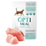 OPTIMEAL &trade; Visavertis konservuotas ėdalas sterilizuotoms katėms ir kastruotiems katinams su kalakutiena ir vi&scaron;tienos filė padaže, 85 g x 12 vnt.