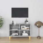 TV spintelė su medinėmis kojelėmis, 69,5x30x50 cm, pilka