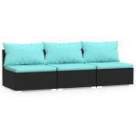 Lauko sofa vidaXL, su pagalvėlėmis, juoda