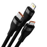 Daugiafunkcinis USB kabelis 3in1, 1,2m, juodas