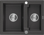Granitinė virtuvinė plautuvė Mexen Carlos su sifonu, Black granite