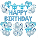 Balionų rinkinys Happy Birthday, mėlynas