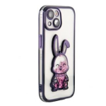 Aizmugurējais vāciņ&scaron; iLike Apple iPhone 14 Silicone Case Print Desire Rabbit Purple 4752192070083 ILIAPP14PDRP (4752192070083)