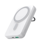Atsarginis maitinimo &scaron;altinis ("Power Bank") &bdquo;Joyroom&ldquo; i&scaron;orinė baterija 10000mAh &bdquo;Joyroom JR-W050&ldquo; 20W &bdquo;MagSafe&ldquo; su žiedu ir stovu, balta