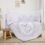 Lorelli vaiki&scaron;kas patalynės komplektas Lily Little Bear Grey, 60x120 cm, 7 dalių