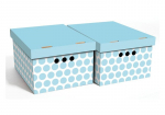 Dėžutės daiktams A4 Dots Blue, 2 vnt., 25x18x33 cm
